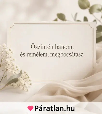 Őszintén bánom, és remélem, megbocsátasz.