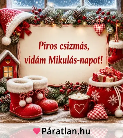Piros csizmás, vidám Mikulás-napot!