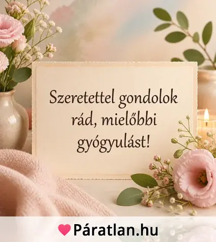 Szeretettel gondolok rád, mielőbbi gyógyulást!