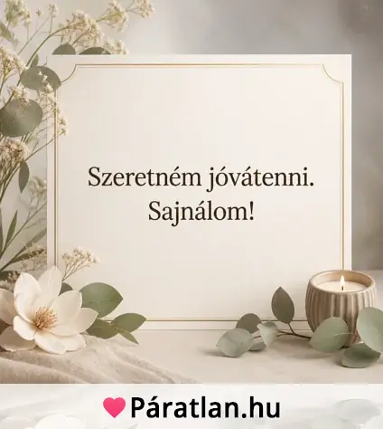 Szeretném jóvátenni. Sajnálom!