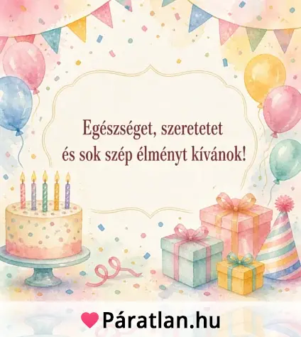 Egészséget, szeretetet és sok szép élményt kívánok!